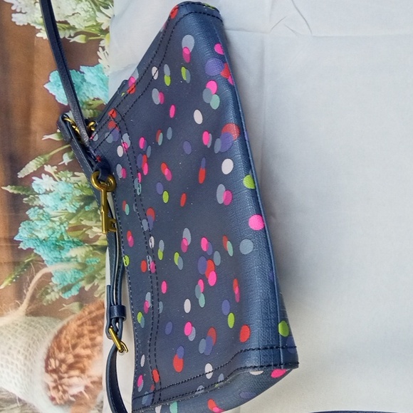 👜 Fossil Colorful Polka Dot Navy Crossbody Bag - Picture 5 of 7